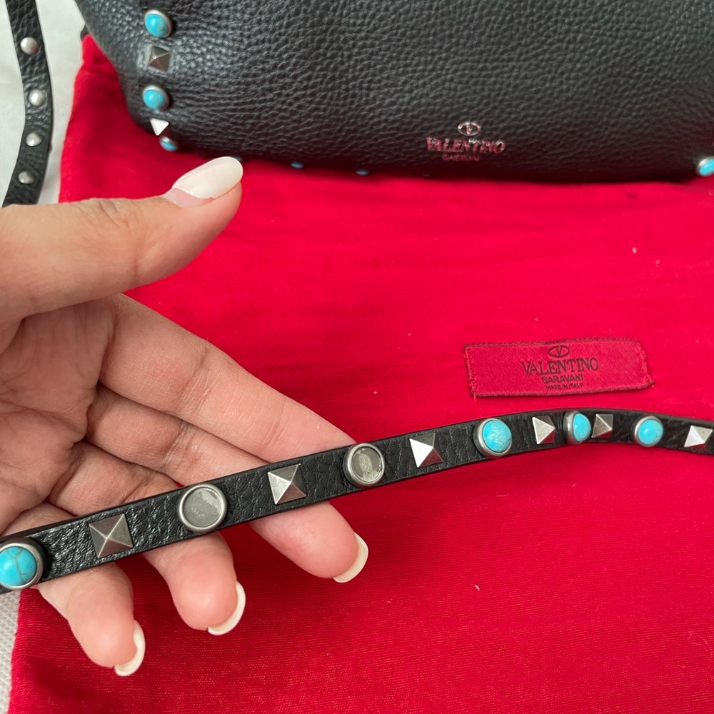 Valentino Garavani Black Crossbody Bag with Turquoise Studs - Picture 3 of 12